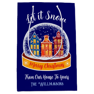 Let it Snow Snowglobe Amsterdam Christmas Village Medium Gift Bag
