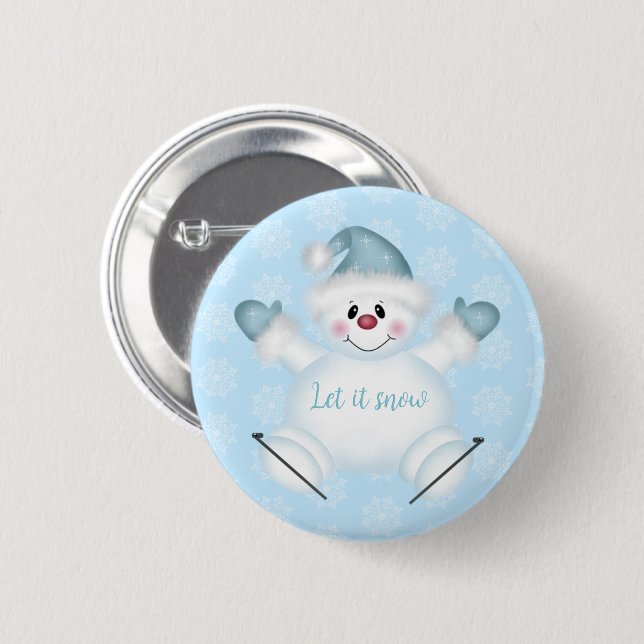 Let It Snow Snowman 6 Cm Round Badge (Front & Back)