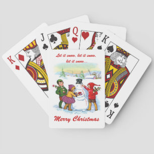 Let it snow-Snowman and Children/Christmas Playing Cards