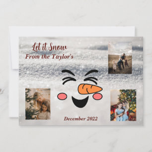 Let It Snow, Snowman Christmas Photo Card