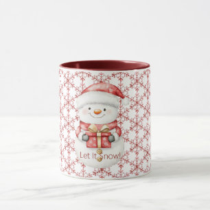 Let It Snow Snowman Christmas Snowflakes Mug