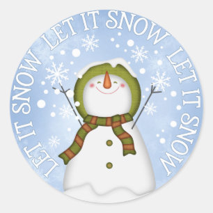 Let it Snow Snowman Classic Round Sticker