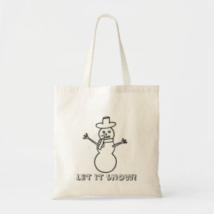 Let it snow, snowman, colouring canvas bags