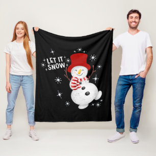 Let It Snow Snowman Fleece Blanket