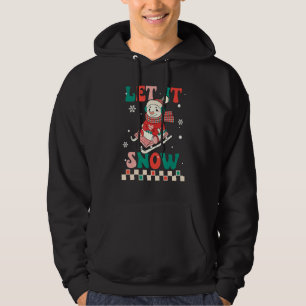 Let It Snow Snowman Groovy Retro Christmas Holiday Hoodie