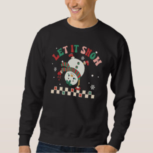 Let It Snow Snowman Groovy Retro Christmas Holiday Sweatshirt