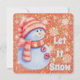Let It Snow Snowman Holiday Flat Card