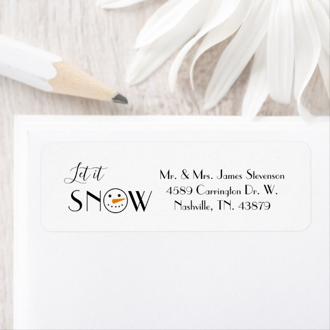 Let it Snow Snowman Modern Simple Return Address Label (Insitu)