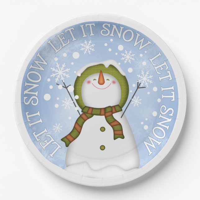 Let it Snow Snowman Paper Plates (Front)