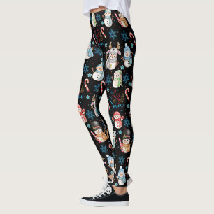 Let it Snow Snowman Pattern Christmas Leggings