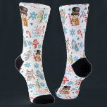 Let it Snow Snowman Pattern Christmas Socks<br><div class="desc">Let it Snow Snowman Pattern Christmas Socks, Perfect for giving as a gift for father, mother, son, daughter, sister, brother, grandparents, boyfriend, girlfriend, husband, wife, uncle, teacher, or family. For anyone who you love. Happy new year, this Socks is the perfect way for both traditional and unconventional gift-givers. The cute...</div>