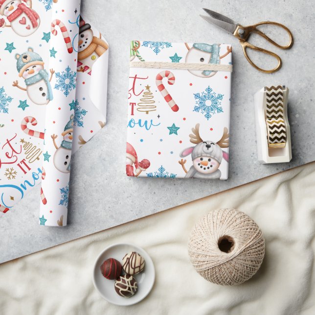 Let it Snow Snowman Pattern Christmas Wrapping Paper (Crafts)