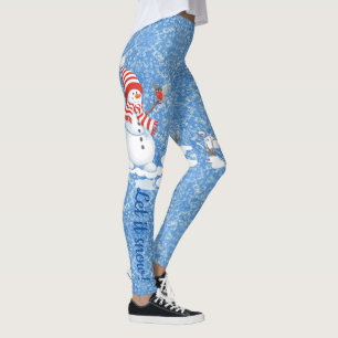 Let it Snow Snowman Personalise Text Christmas Leggings