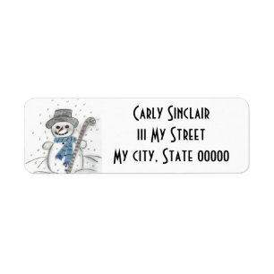 Let It Snow Snowman Return Address Label