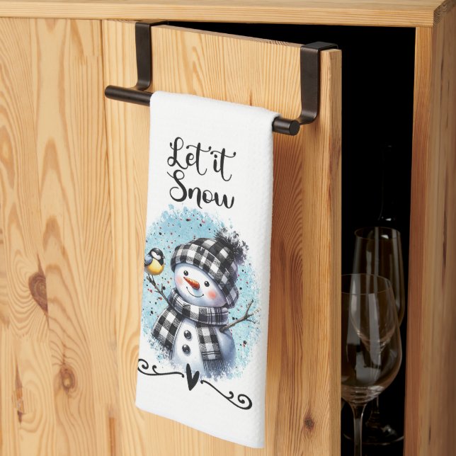 Let it Snow Snowman Tea Towel (Thirds Fold)