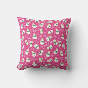 Let It Snow Snowman Whimsical Cute Cushion