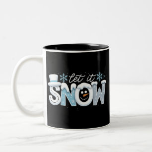 Let It Snow Snowman Winter Snowflakes Season Two-Tone Coffee Mug