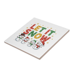 Let It Snow Snowmen Ceramic Tile