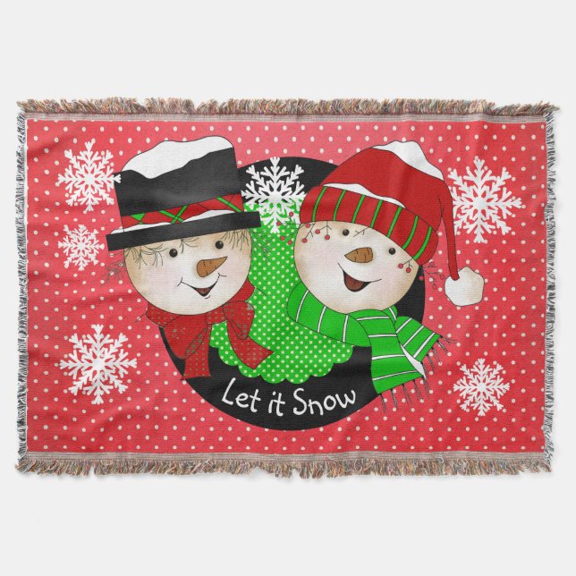 Let it Snow Snowmen Holiday Throw (Front)