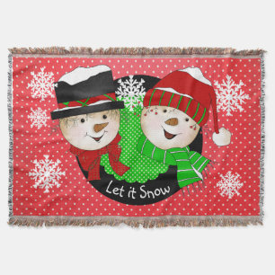 Let it Snow Snowmen Holiday Throw Blanket