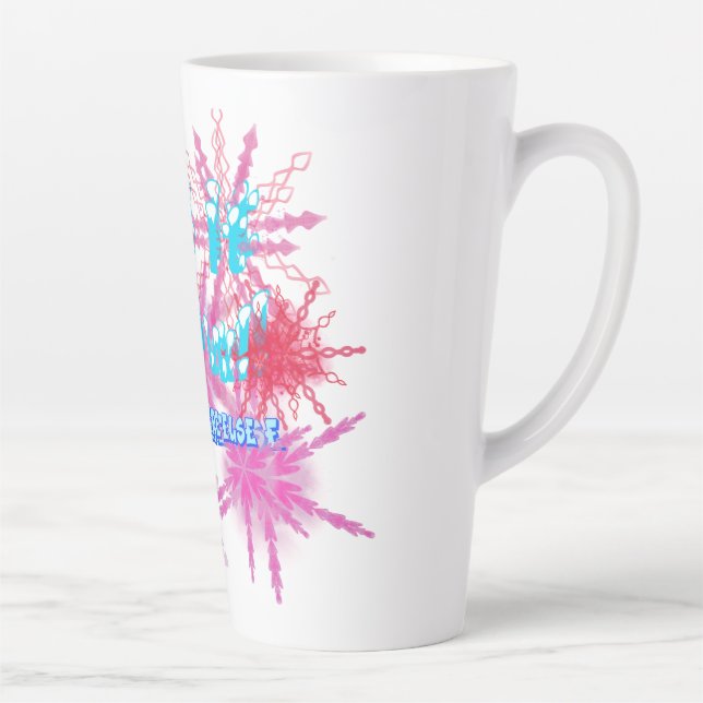 Let It Snow! Somewhere Else - Pink Snow Latte Mug (Right)