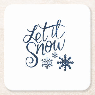 Let It Snow Square Paper Coaster