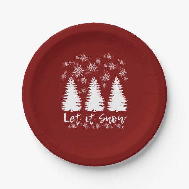 Let it Snow Stretched Canvas Print Paper Plate (Front)