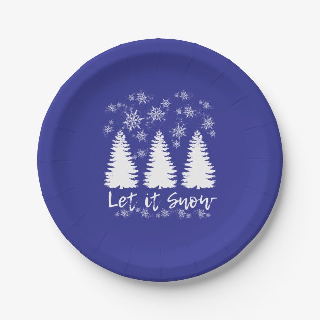 Let it Snow Stretched Canvas Print Paper Plate (Front)