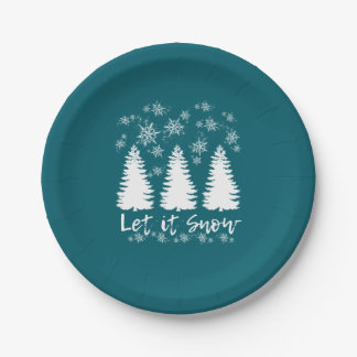 Let it Snow Stretched Canvas Print Paper Plate