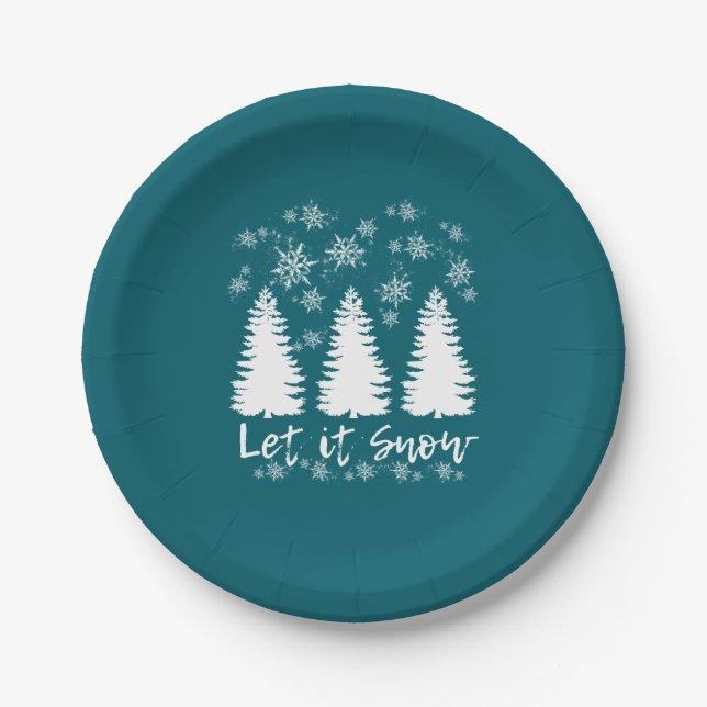 Let it Snow Stretched Canvas Print Paper Plate (Front)