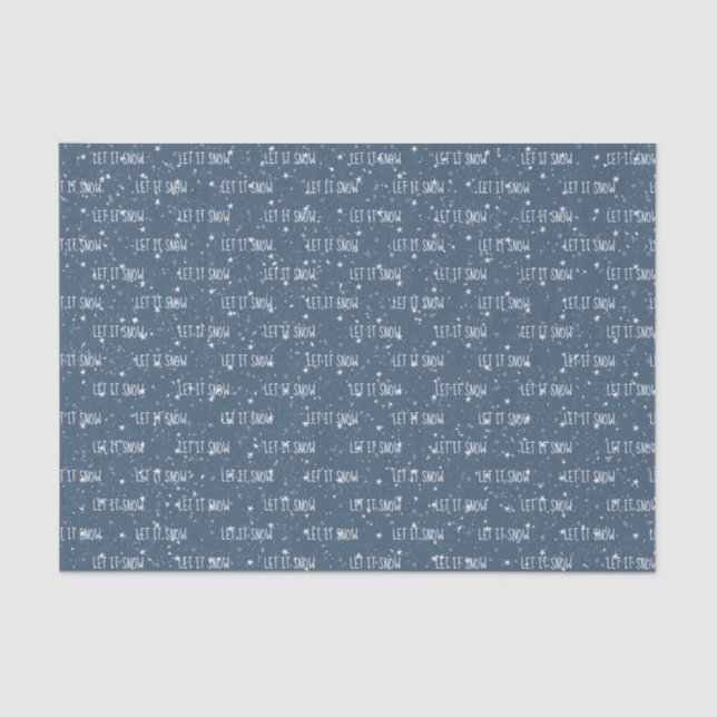LET IT SNOW Text on Snow and Stars Tissue Paper (Front)