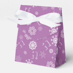 Let It Snow Text & White Snowflakes on Purple Favour Box