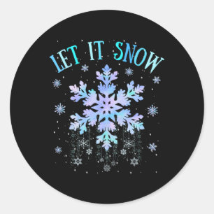 Let It Snow Tie Dye Snowflake Ski Snowboarding Xma Classic Round Sticker