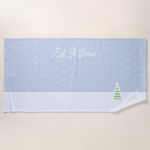 Let It Snow Tiny Winter Tree Ice Blue Polka Dots Beach Towel