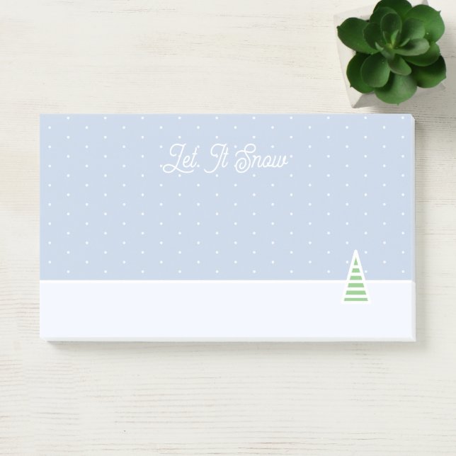 Let It Snow Tiny Winter Tree Ice Blue Polka Dots Post-it Notes (Office)