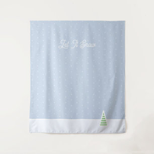 Let It Snow Tiny Winter Tree Ice Blue Polka Dots Tapestry