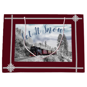 Let It Snow Train Ride Large Gift Bag