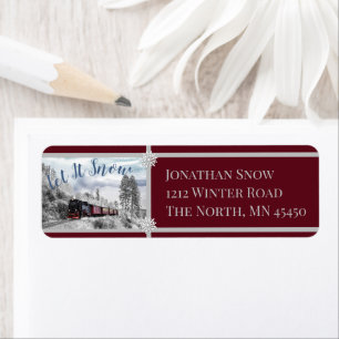 Let It Snow Train Ride Return Address Label