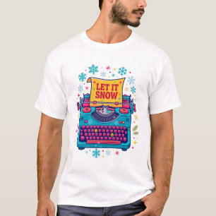 Let It Snow Vintage Typewriter Art T-Shirt