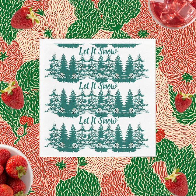 Let it Snow Watercolor Winter Christmas Woodland  Napkin (Let it Snow Watercolor Winter Christmas Woodland Napkins)