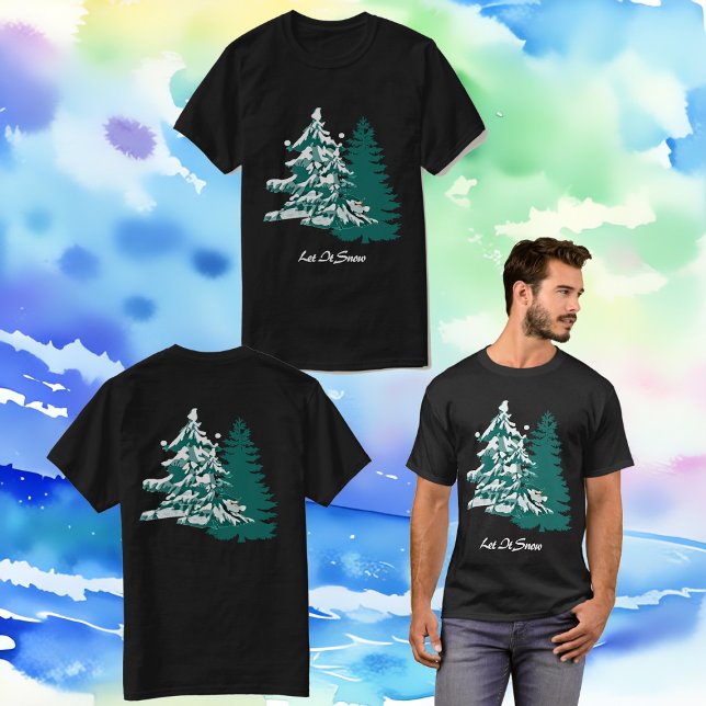 Let it Snow Watercolor Winter Christmas Woodland  T-Shirt (Let it Snow Watercolor Winter Christmas Woodland T-Shirt)