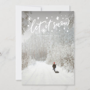 Let it Snow White Lettering Christmas Photo Holiday Card