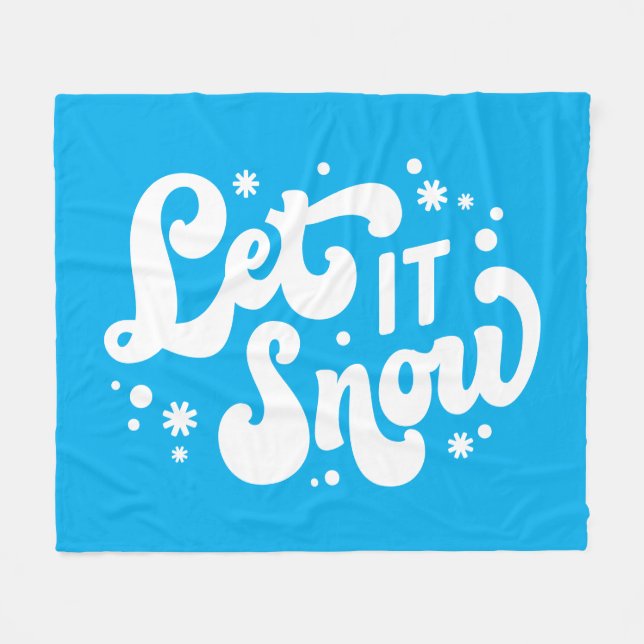 Let It Snow Winter Design Fleece Blanket (Front (Horizontal))