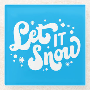 Let It Snow Winter Design Glass Coaster