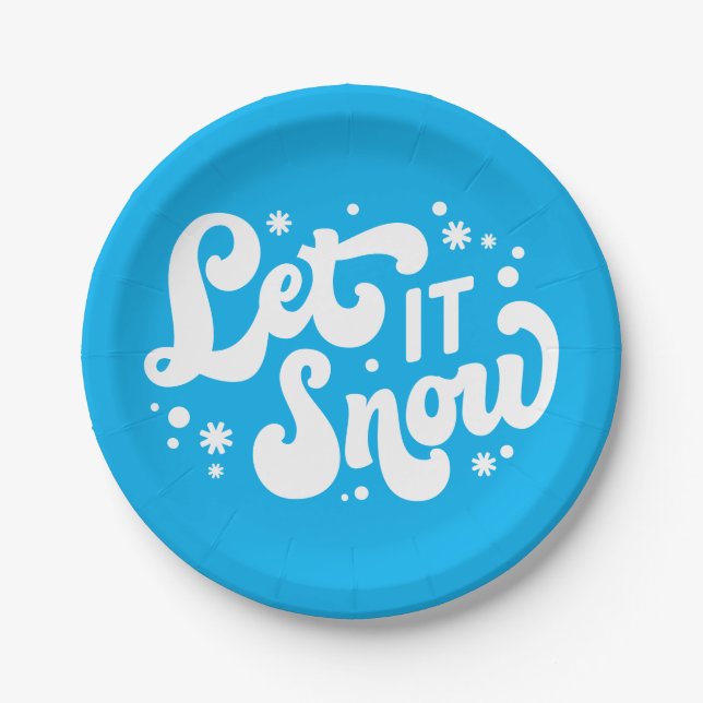 Let It Snow Winter Design Paper Plate (Front)