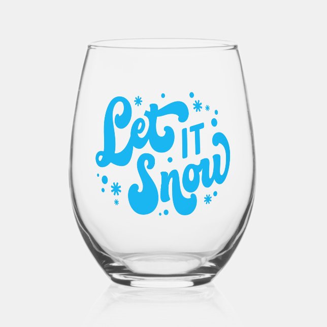 Let It Snow Winter Design Stemless Wine Glass (Front)