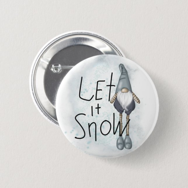 Let it Snow Winter Gnome 6 Cm Round Badge (Front & Back)