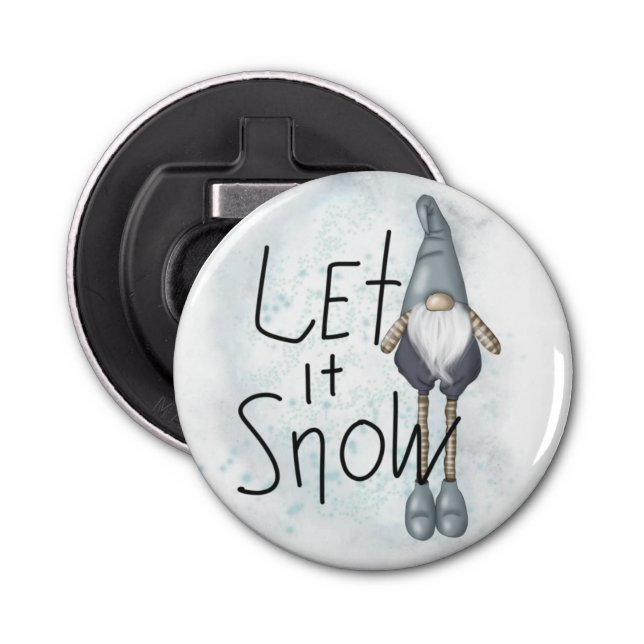 Let it Snow Winter Gnome Bottle Opener (Front)