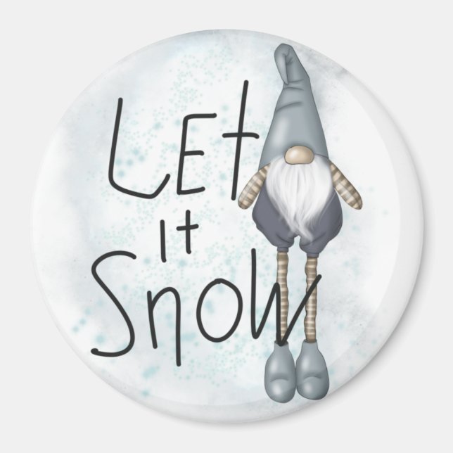 Let it Snow Winter Gnome Magnet (Front)