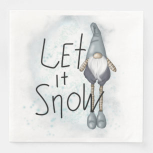 Let it Snow Winter Gnome Napkin